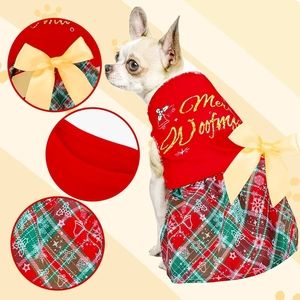 Liengoron 4Pieces Dog Dresses for Halloween Party Holiday Theme Dog Dresses